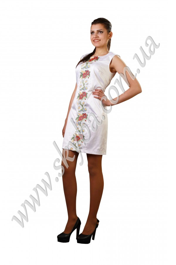 Жіноча сукня СК6127 з квітковою вишивкою по усій довжині
