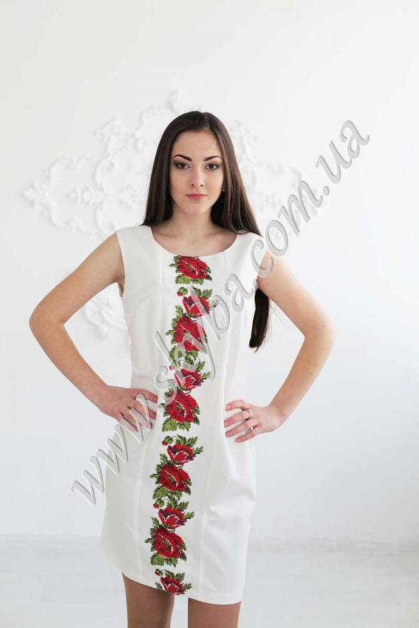 Женское платье СК6118 с вышивкой в виде крупных цветов
