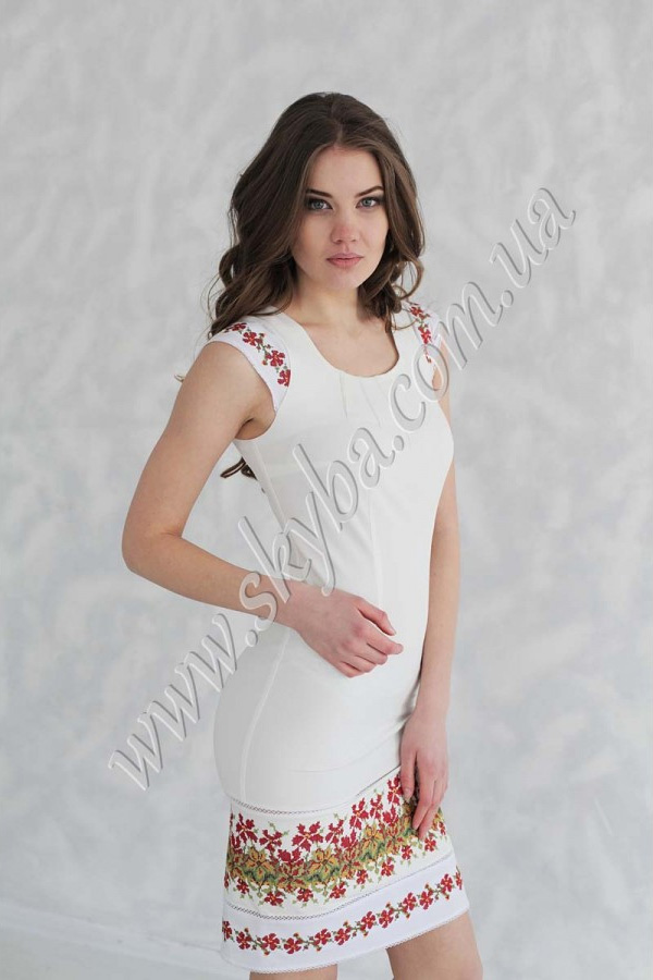 Жіноча сукня СК6131 приталена з уквітчаним подолом