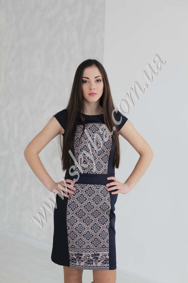 Женское платье СК6172 с крупным дизайнерским рисунком