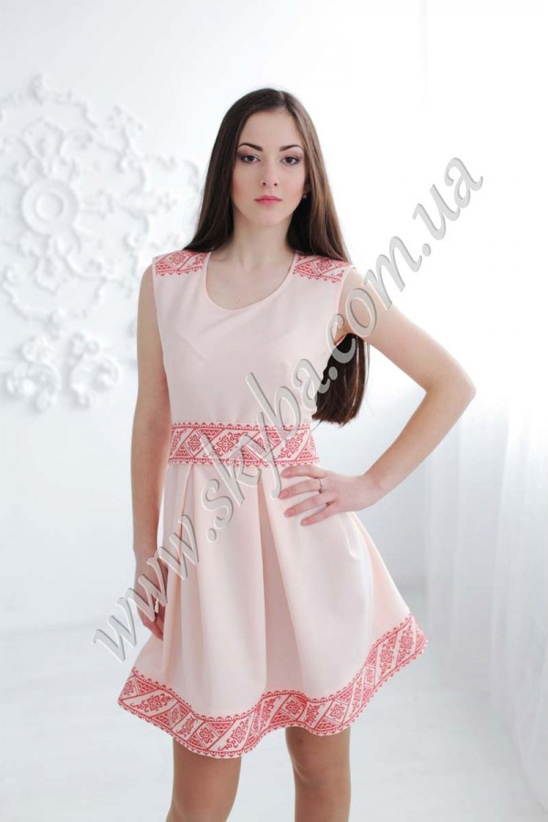 Женское платье СК6332 с геометричной вышивкой